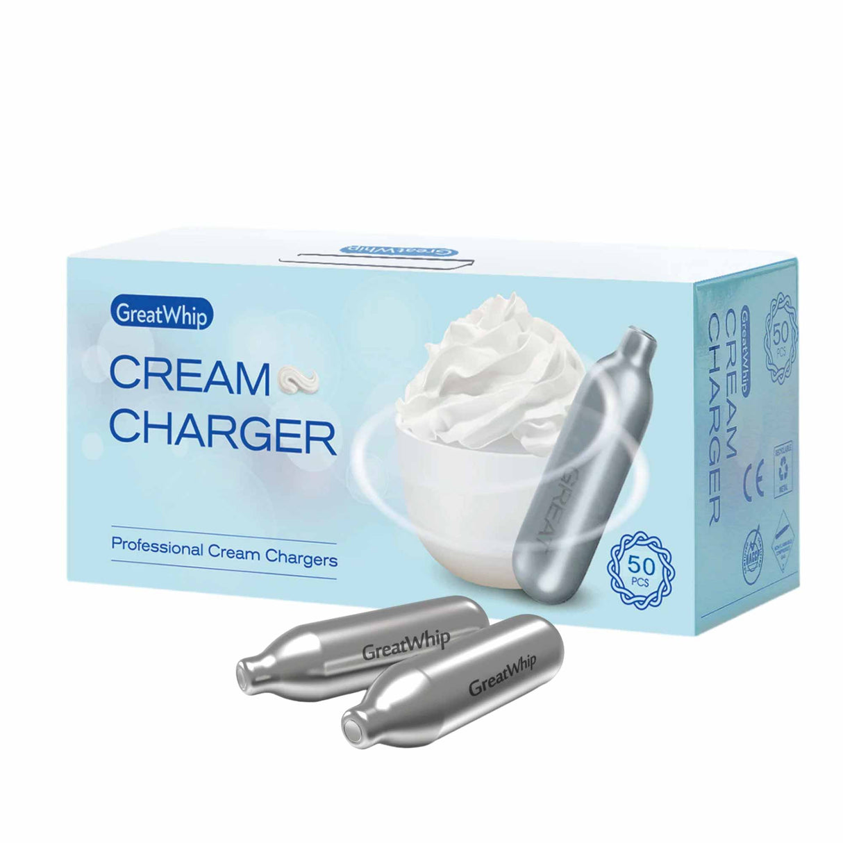 GreatWhip 600-Count Nitrous Oxide Cream Chargers for Whipping Cream