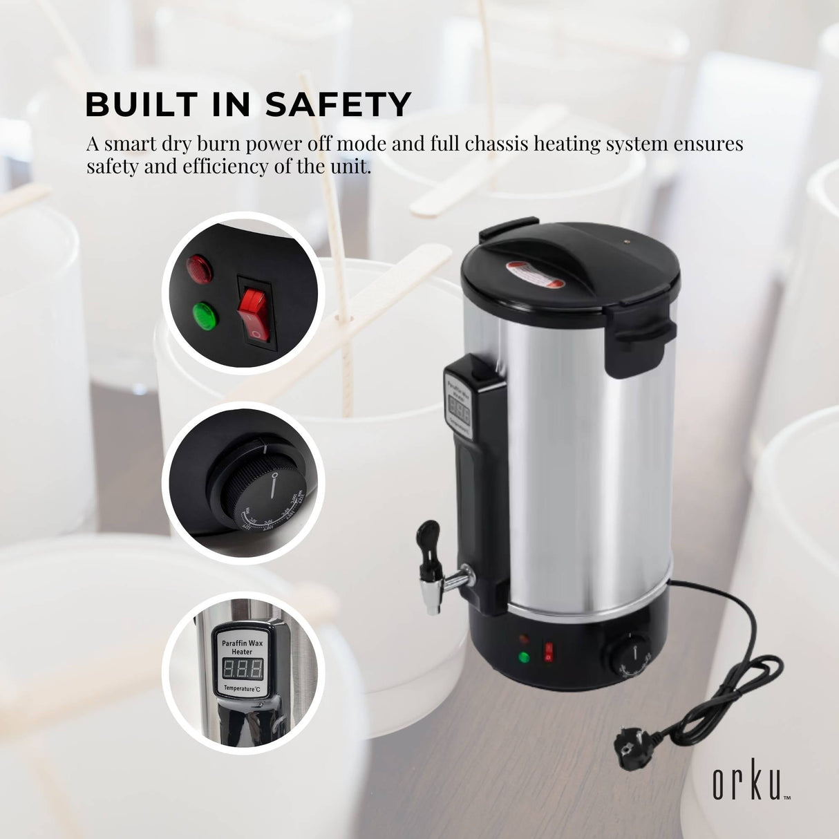 10L Orku Candle Wax Heater With Tap And Accessories - Candle Making Melter Pot