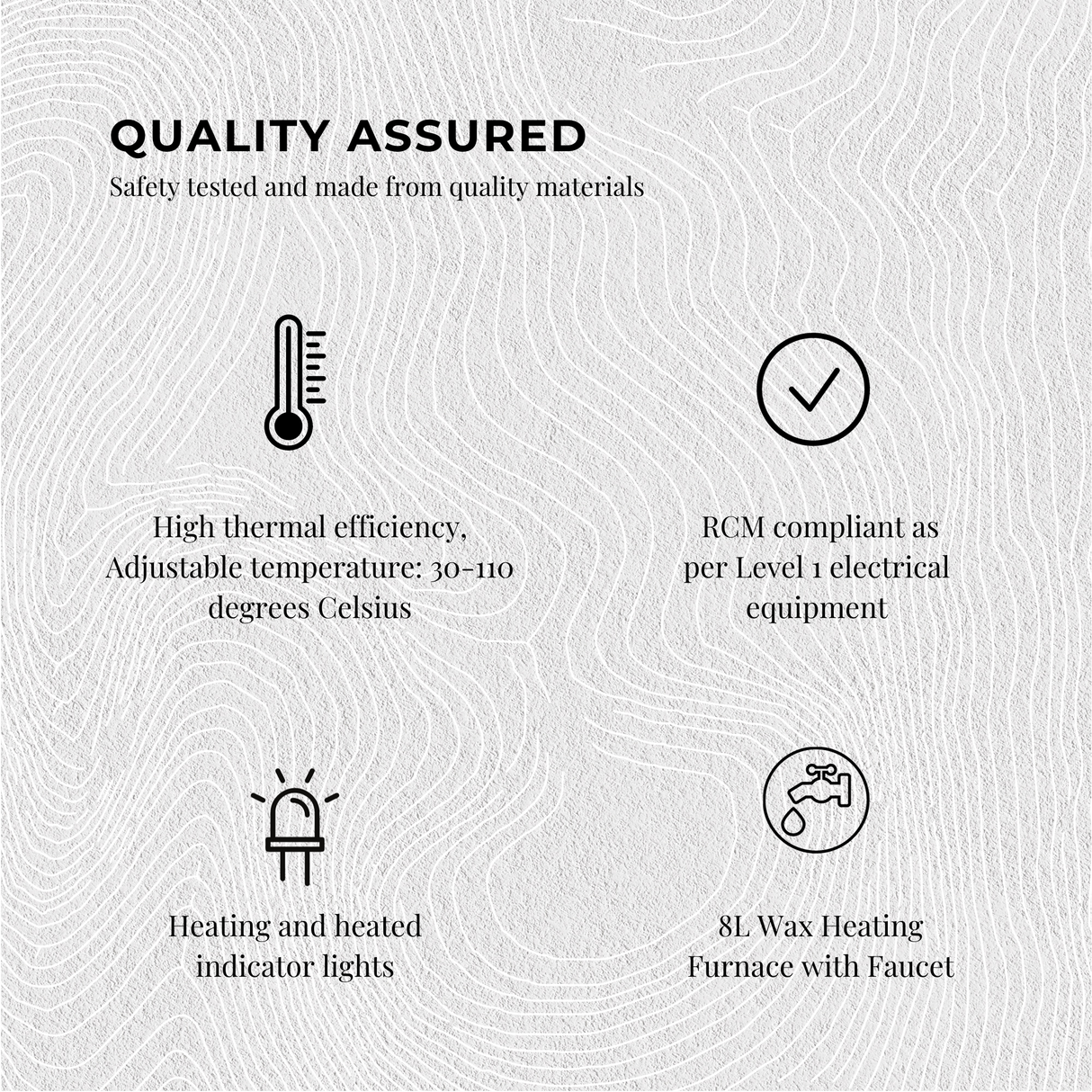 Orku 10L Candle Wax Melter with Tap & Candle Kit - 220-240V Electric Black