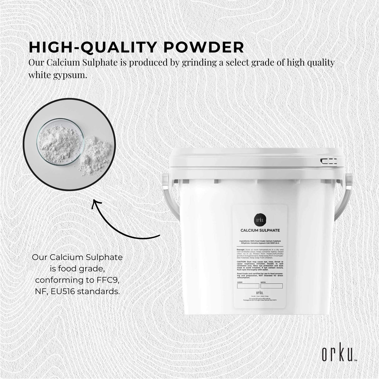 5Kg Food Grade Gypsum Powder - High Purity Calcium Sulphate for Culinary and Brewing Use