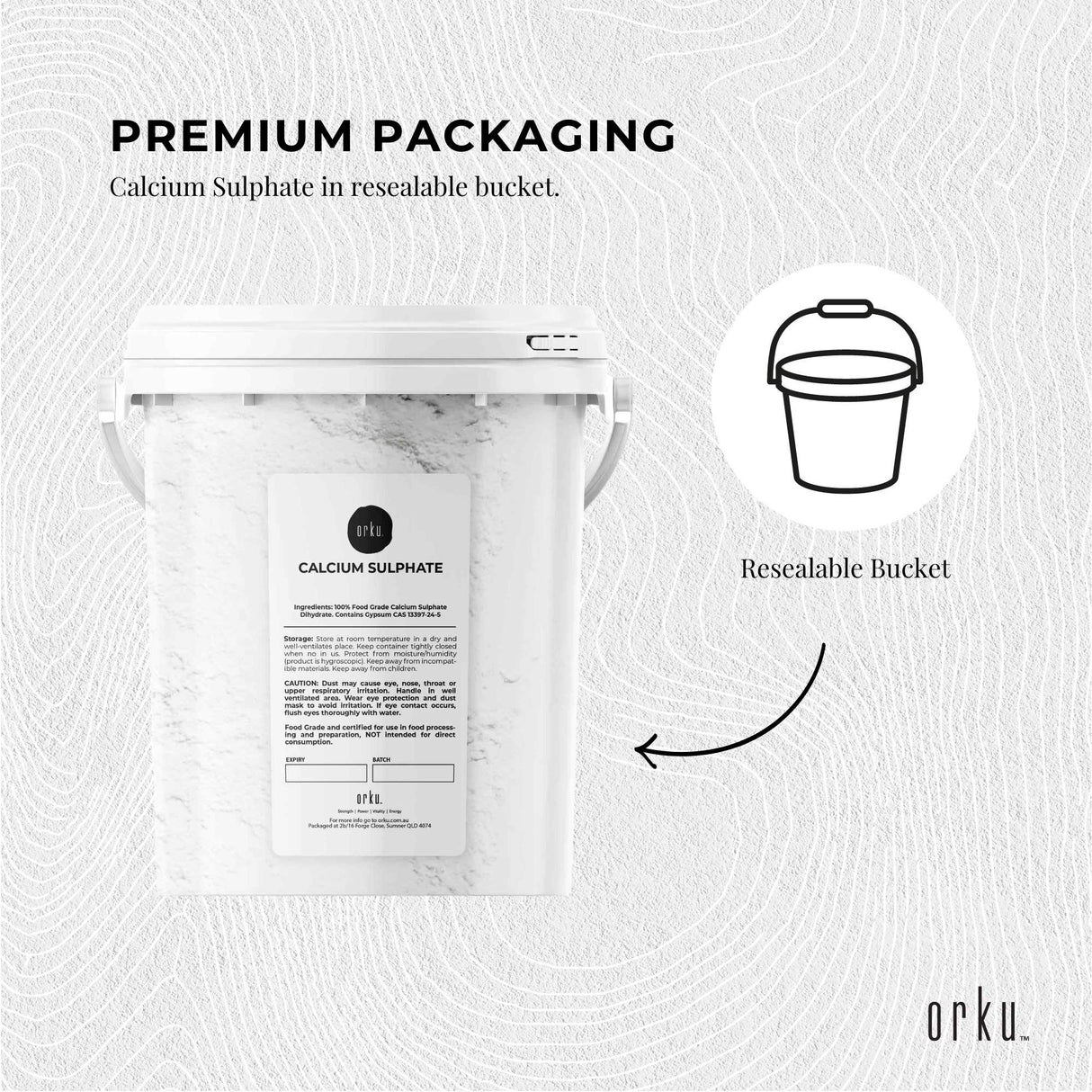 1Kg Food Grade Gypsum Powder - Calcium Sulphate Dihydrate in Resealable Bucket