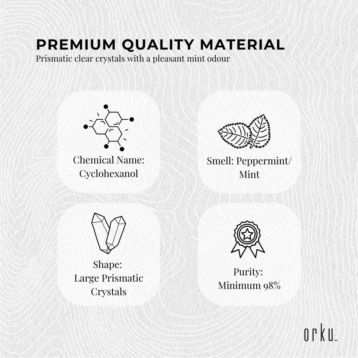Orku 1Kg Menthol Crystals - USP Grade L-Menthol Mint Flakes C10H200