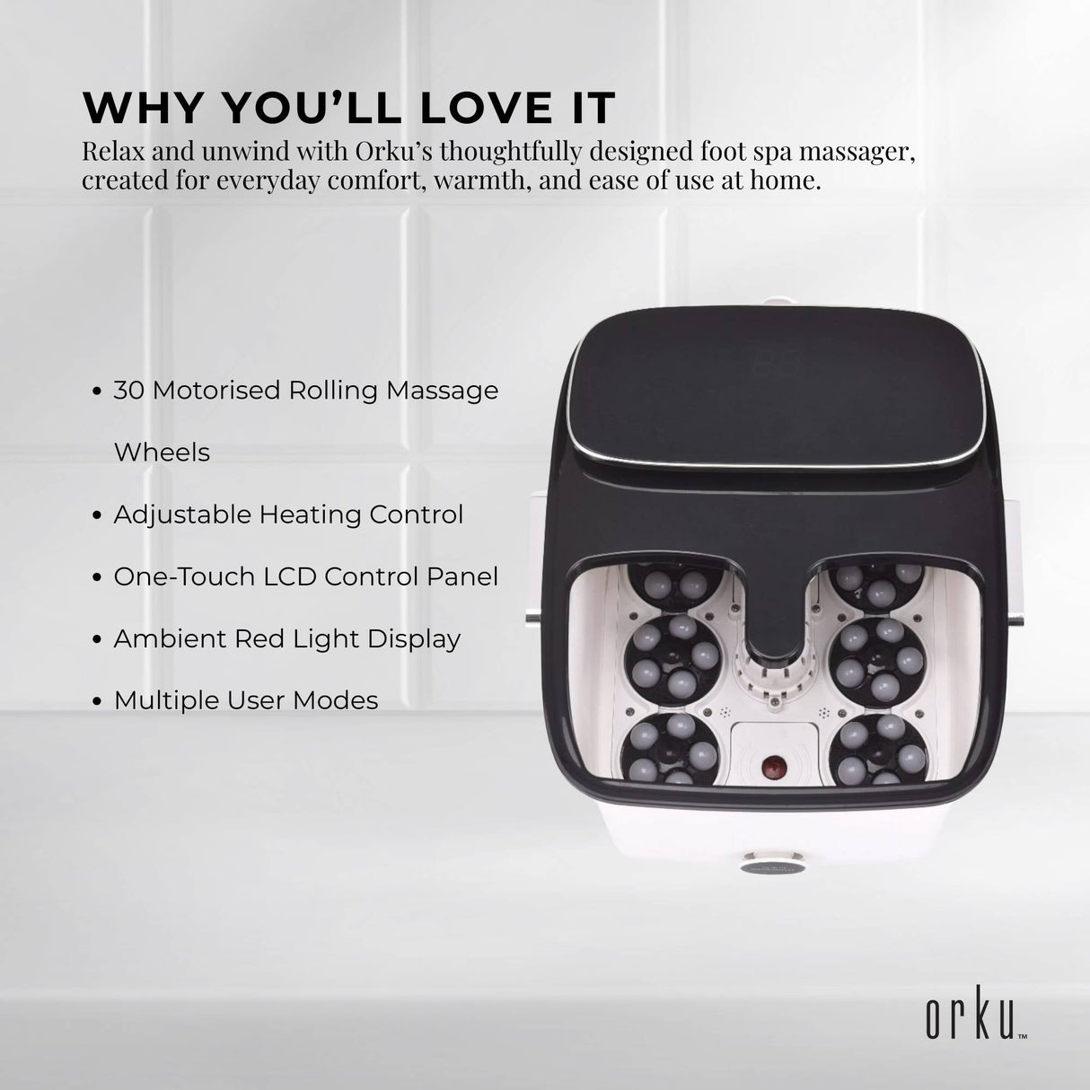 Orku Foot Spa Automatic Water Heating Massager - Electric Pedicure Bath