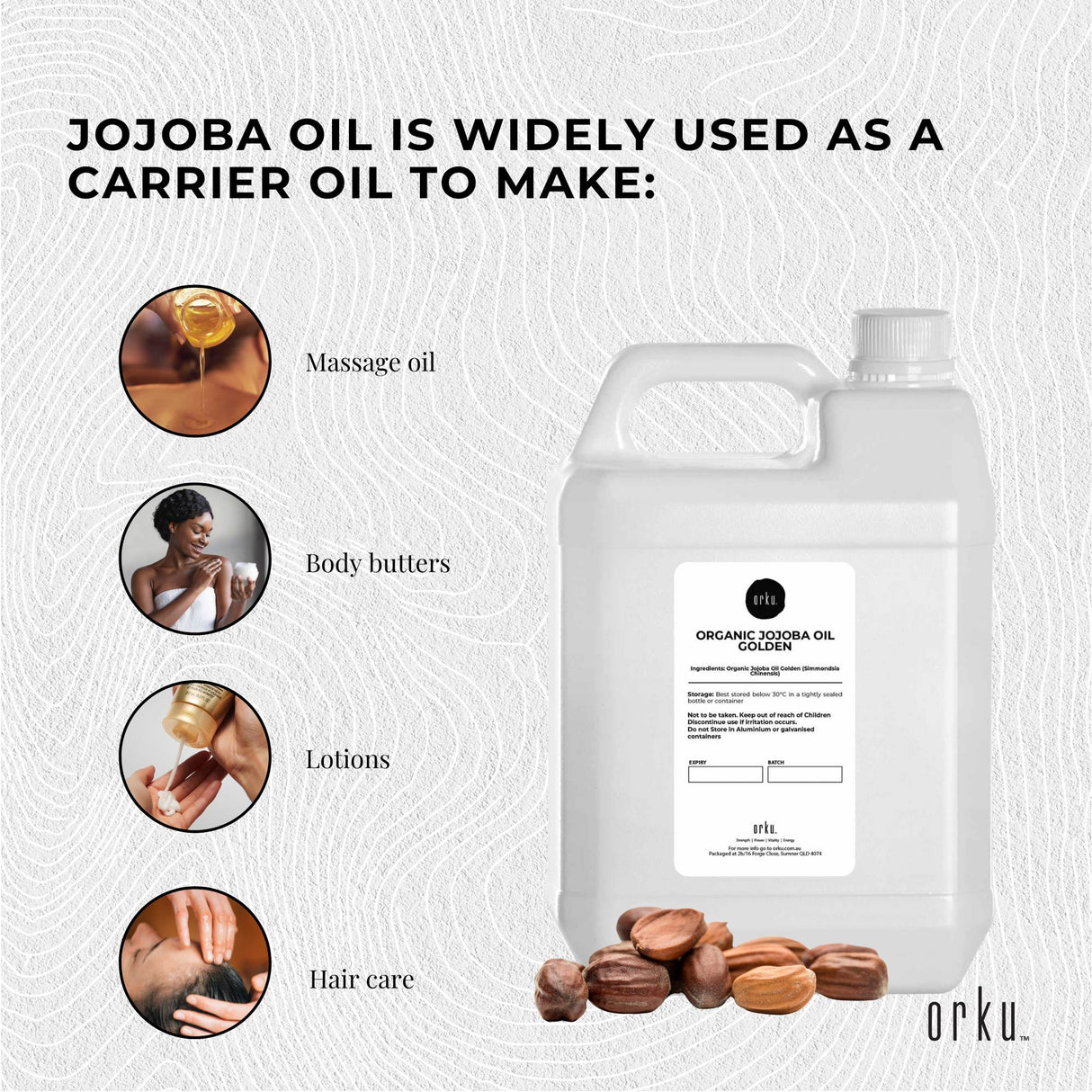 5L Organic Jojoba Oil - Golden Pure Cold Pressed Seed For Hair Skin Nails