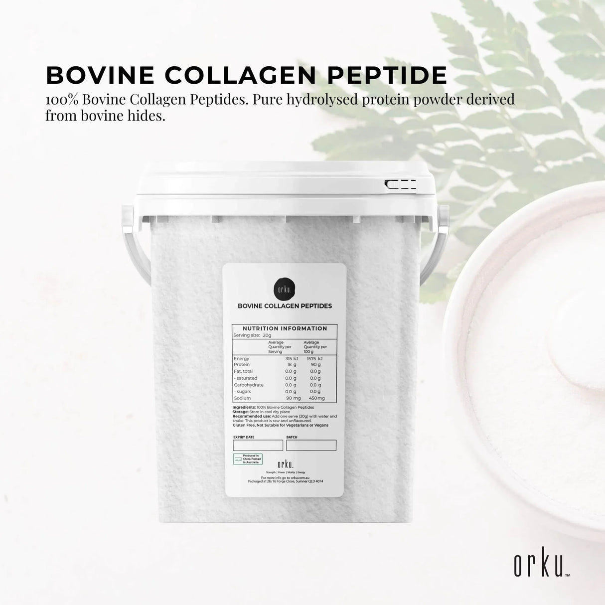 Orku 600g Bovine Collagen Peptides Powder Tub Hydrolysed Protein