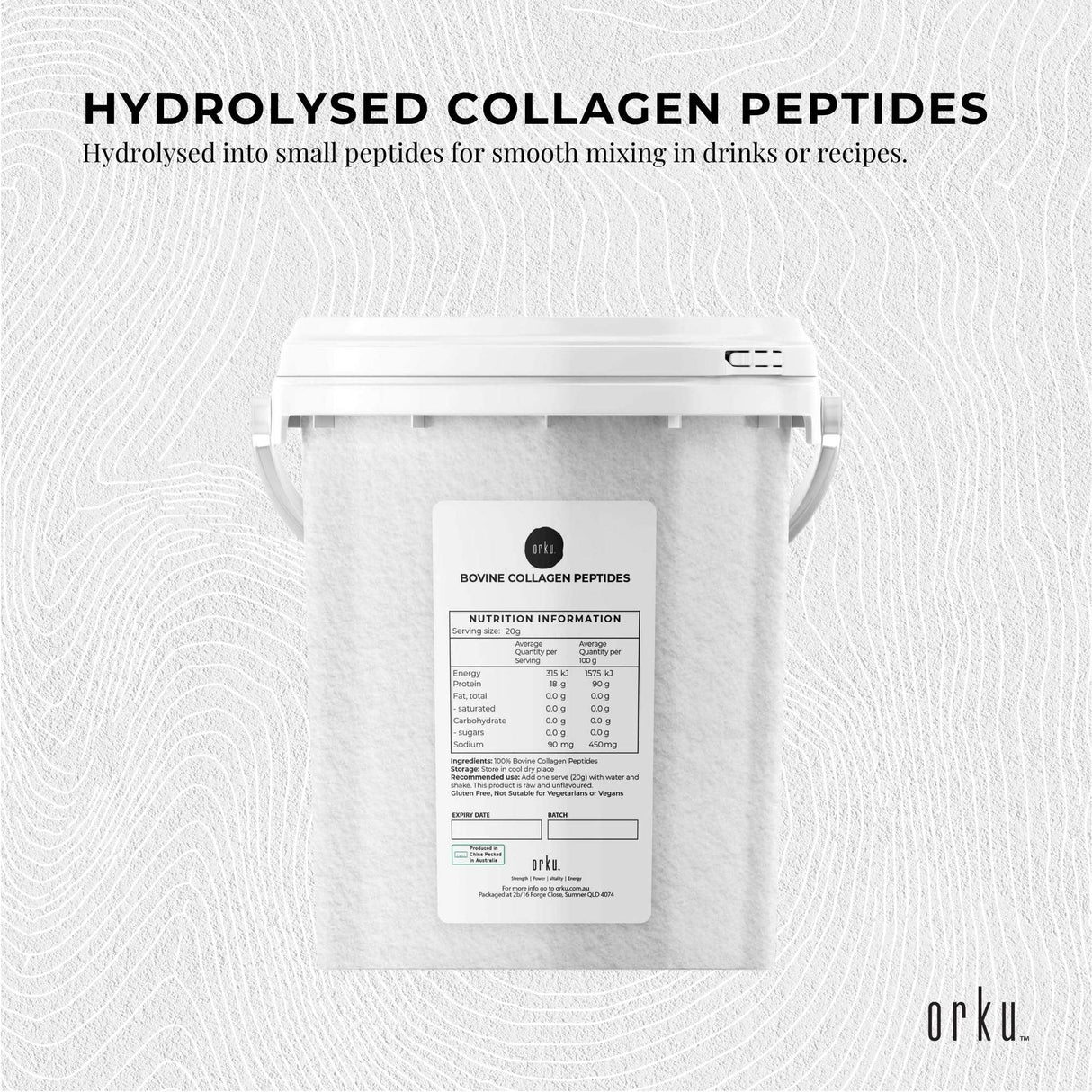 Orku 600g Bovine Collagen Peptides Powder Tub Hydrolysed Protein