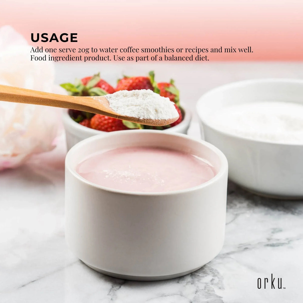 Orku 600g Bovine Collagen Peptides Powder Tub Hydrolysed Protein
