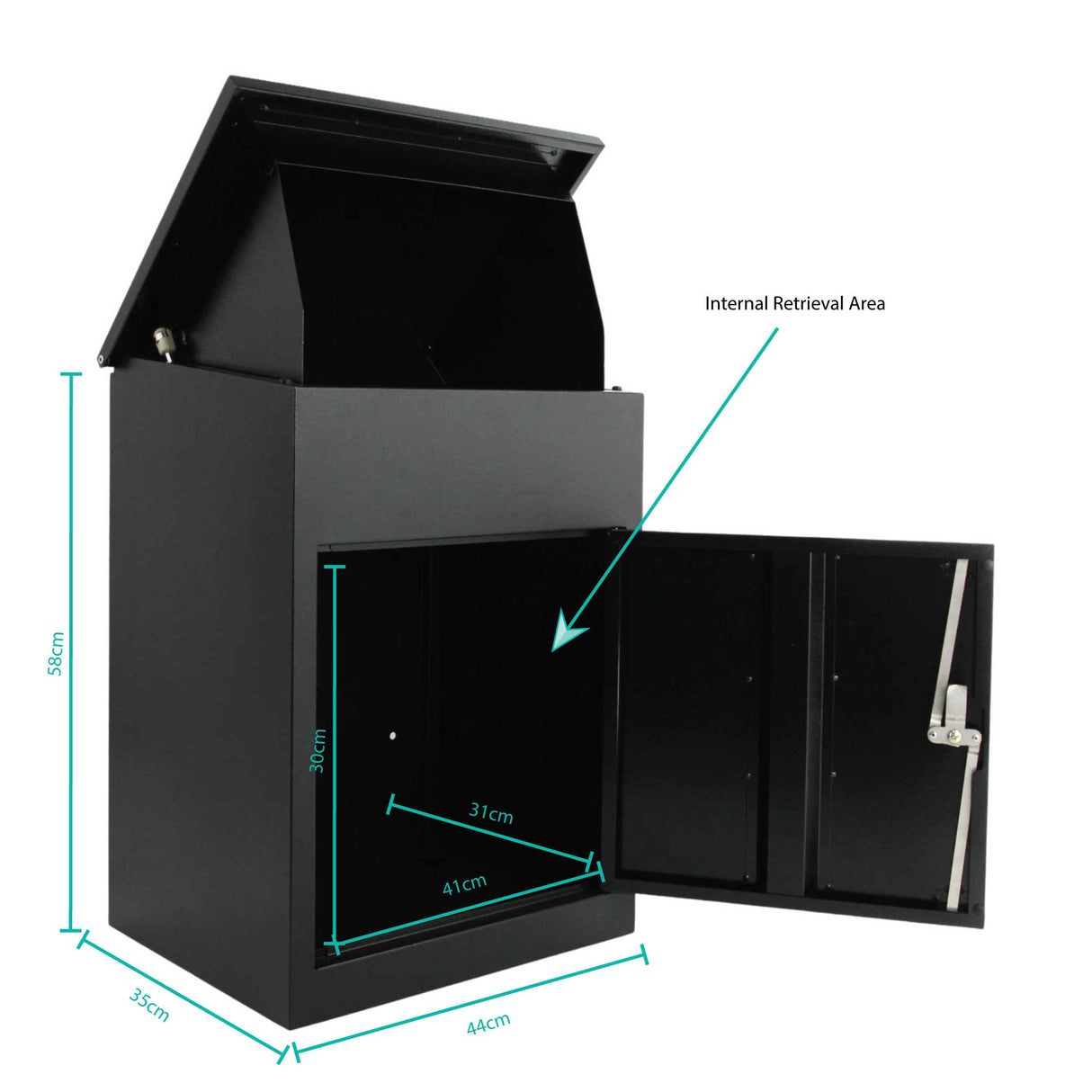 Secure Parcel Drop Box - Weatherproof Mailbox for Safe Package Deliveries 44x35x58cm