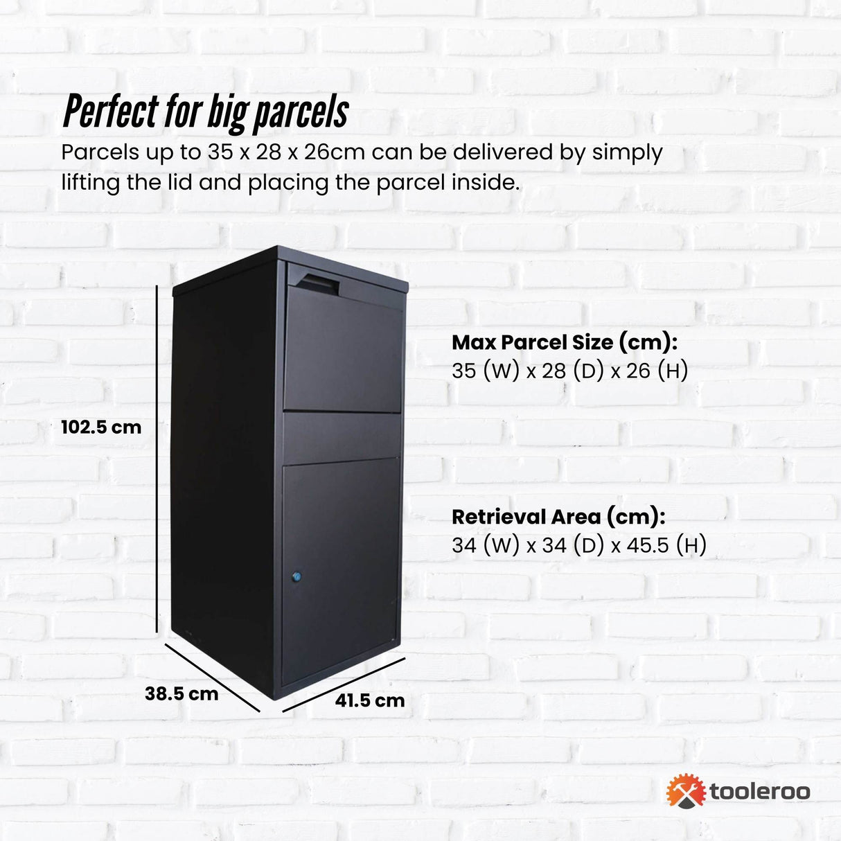 Secure Home Parcel Delivery Box - Lockable Package Mail Locker 41.5x38.5x102.5cm