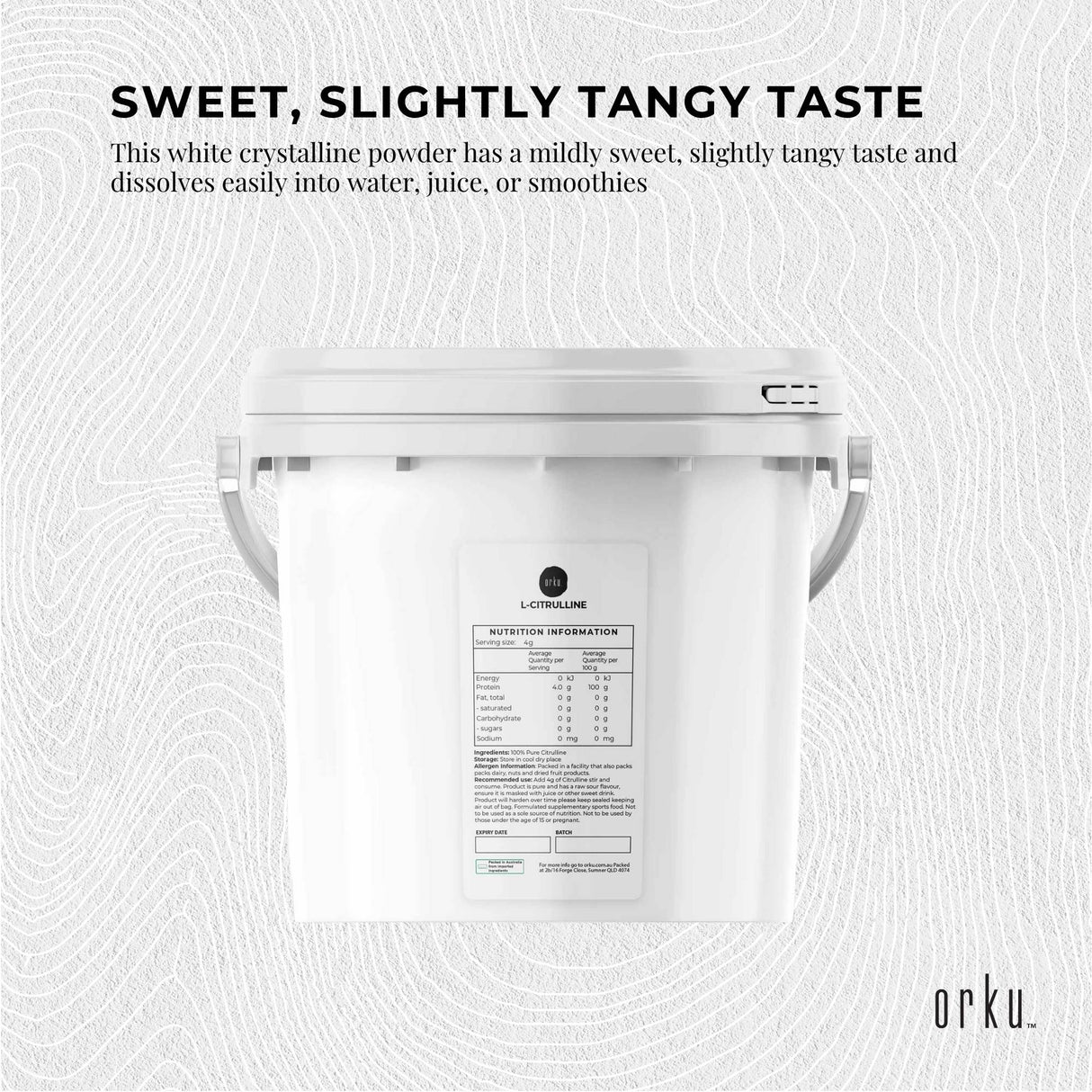 Orku 3Kg L-Citrulline Powder Buckets - 100 % Pure Food Grade Amino Acid