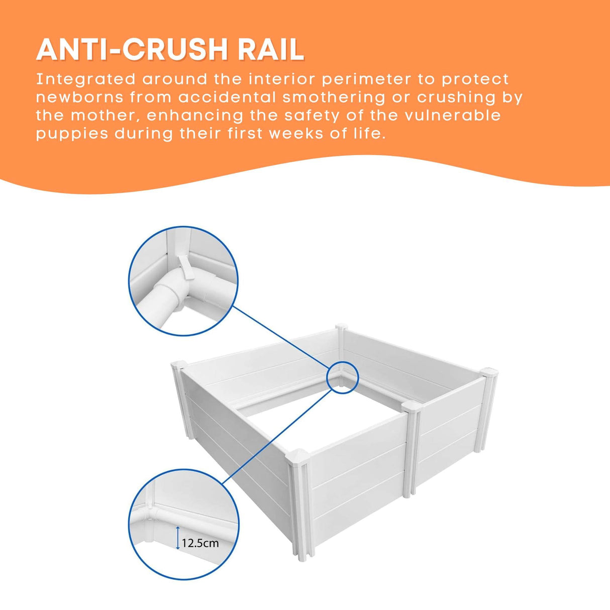 Rooster Farms Dog Whelping Box 0.95m x 0.95m x 0.48m - Puppy Birthing PVC Pen