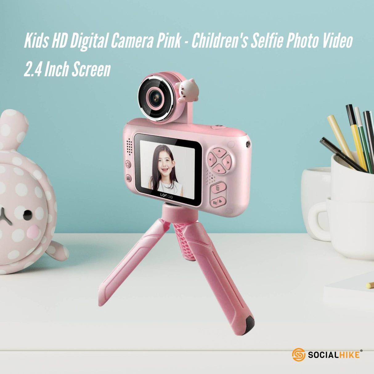 Adorable Pink Kids HD Digital Camera - Creative Selfie & Video Maker with 2.4 Inch Screen