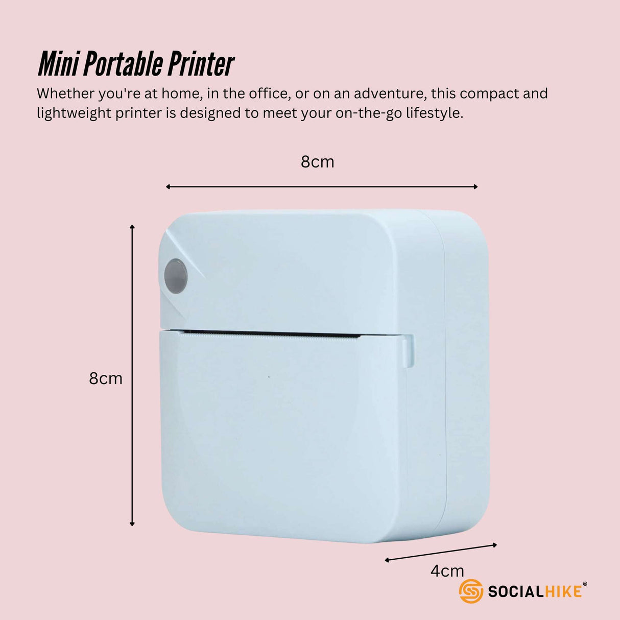 Compact Inkless Bluetooth Mini Printer - Thermal Pocket Printer in Blue