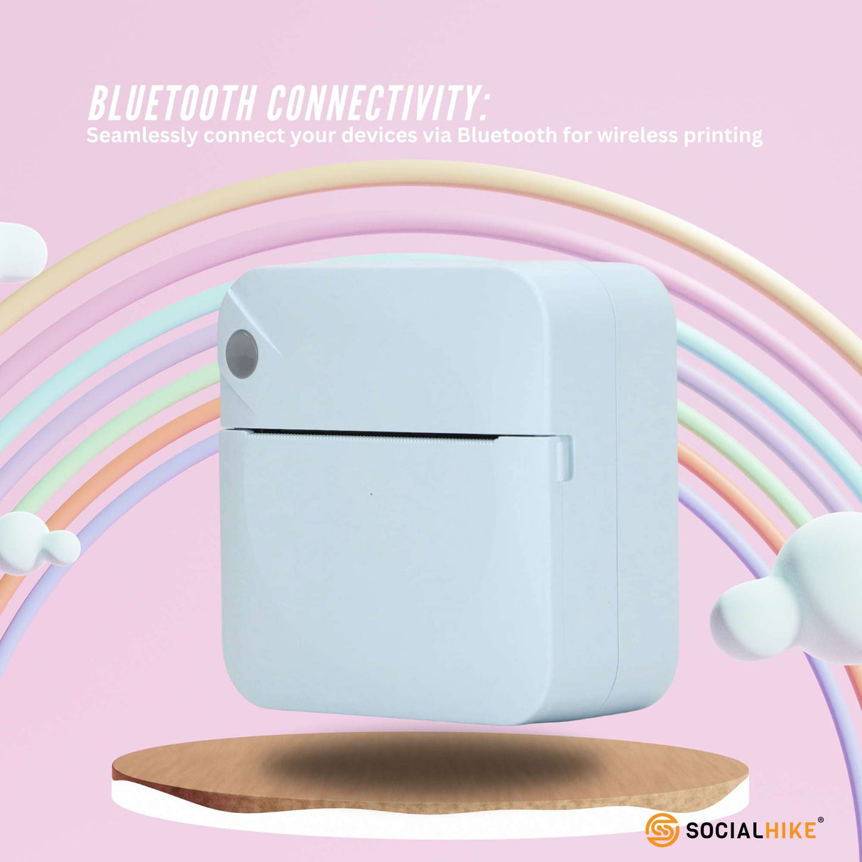 Compact Inkless Bluetooth Mini Printer - Thermal Pocket Printer in Blue