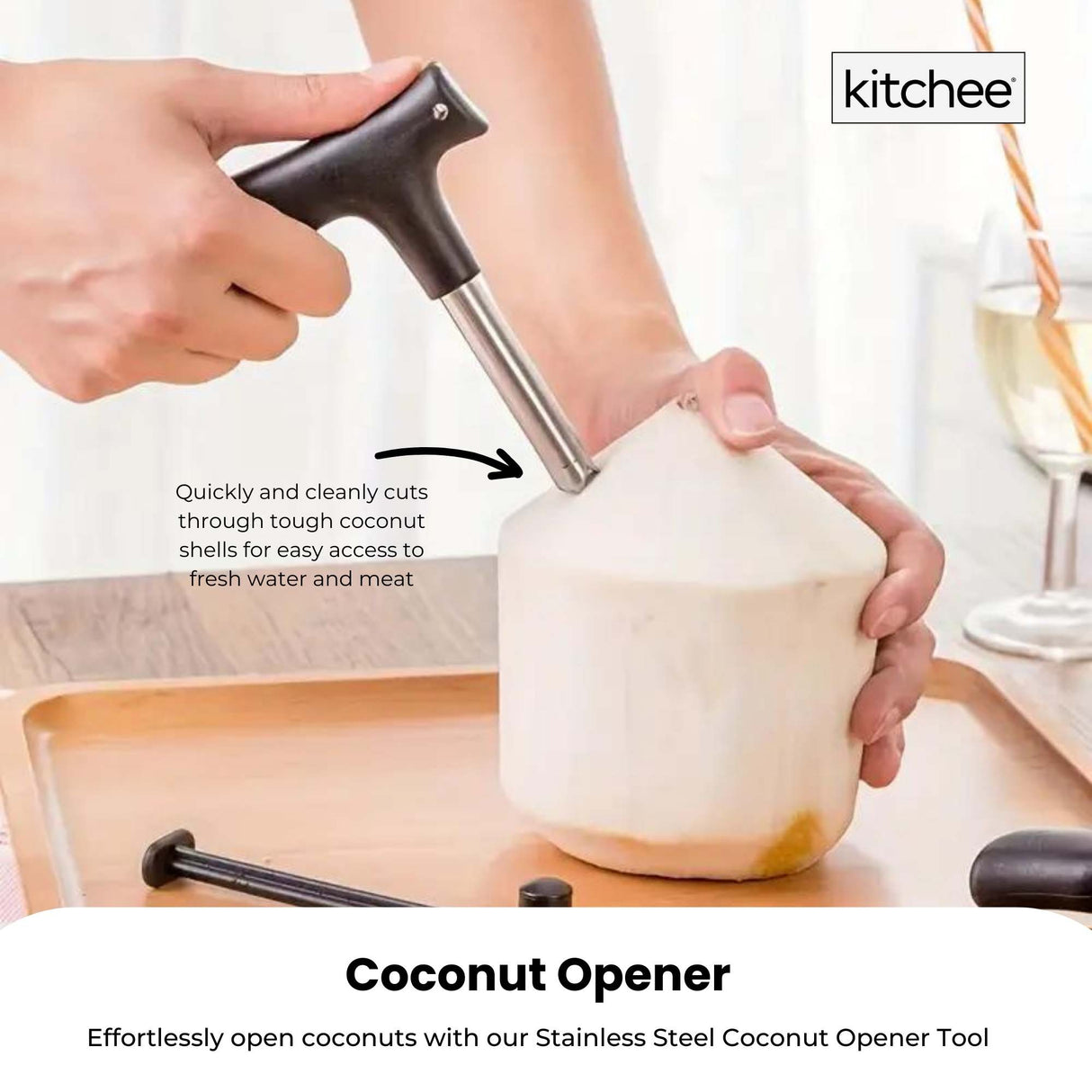 200x Kitchee Coconut Opener - Stainless Steel Hole Punch Kitchen Tool