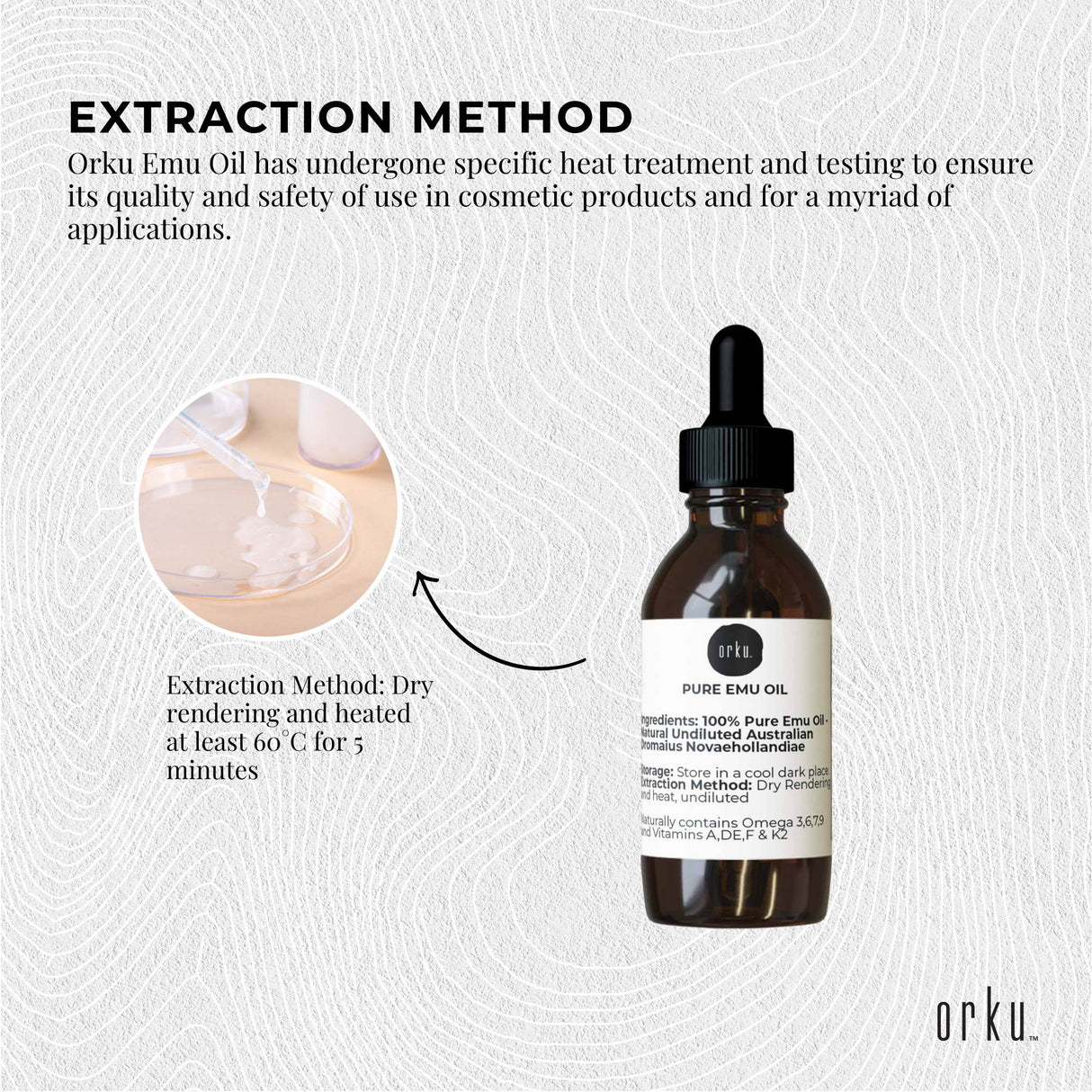 Orku 25ml Premium Emu Oil with Dropper - Pure Dromaius Novaehollandiae Extract