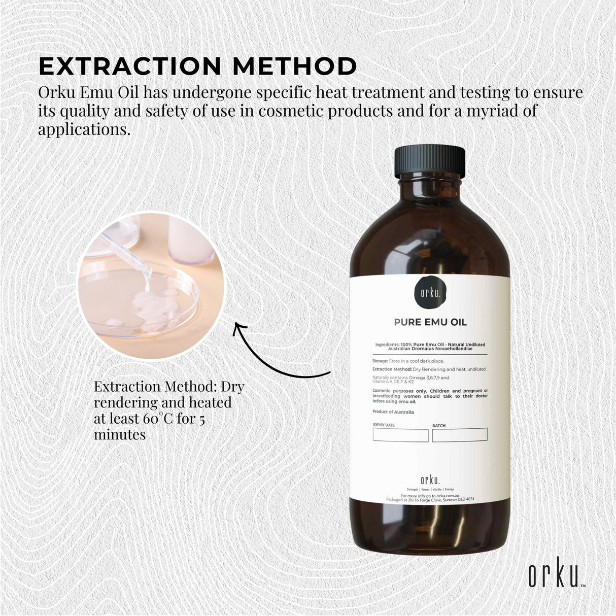 Orku 500ml Premium Pure Emu Oil - Authentic Australian Dromaius Novaehollandiae