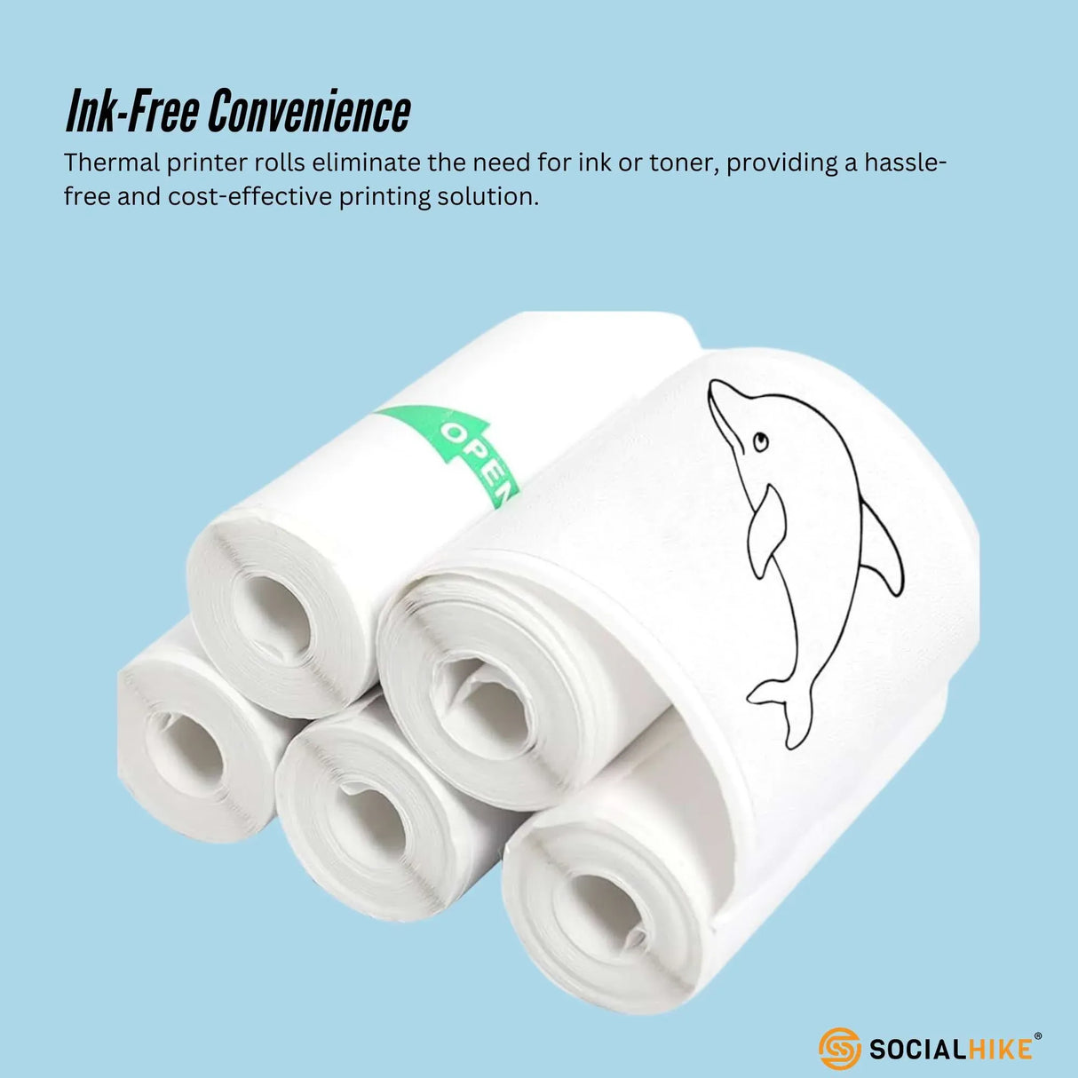5-Pack Instant Print Thermal Paper Sticker Rolls for Mini Cameras and Printers