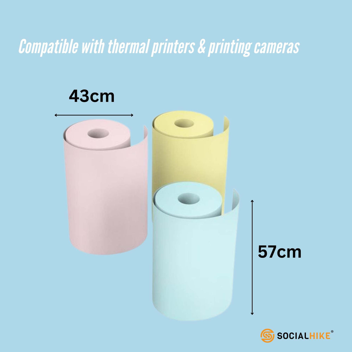 Colorful Thermal Printer Paper Rolls - Instant Print Refill Pack (3 Rolls)