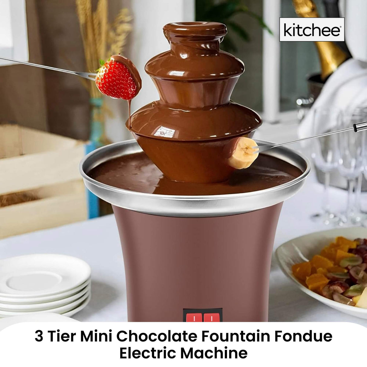 Elegant 3-Tier Electric Chocolate Fountain for Fondue Delight