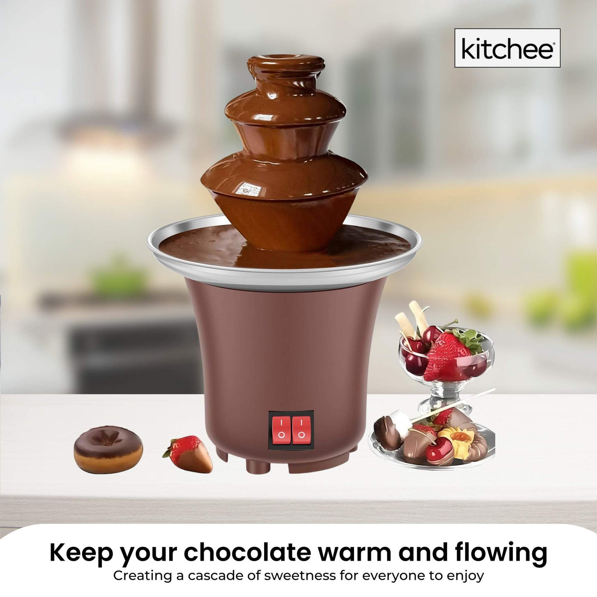 Elegant 3-Tier Electric Chocolate Fountain for Fondue Delight