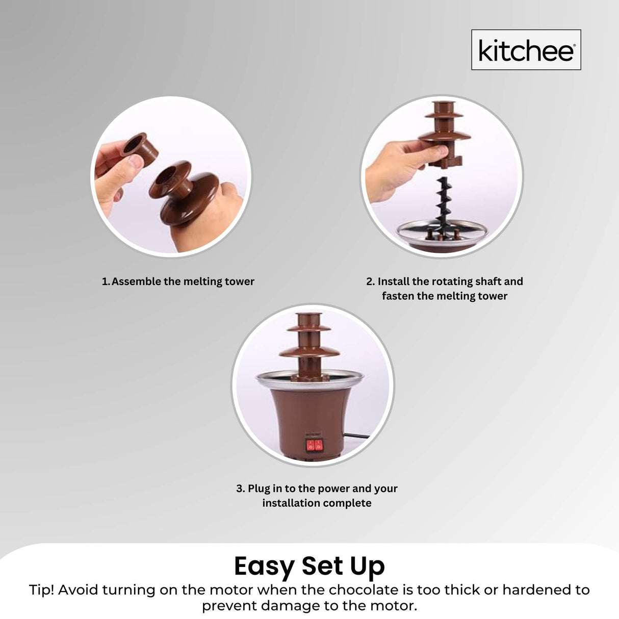Elegant 3-Tier Electric Chocolate Fountain for Fondue Delight
