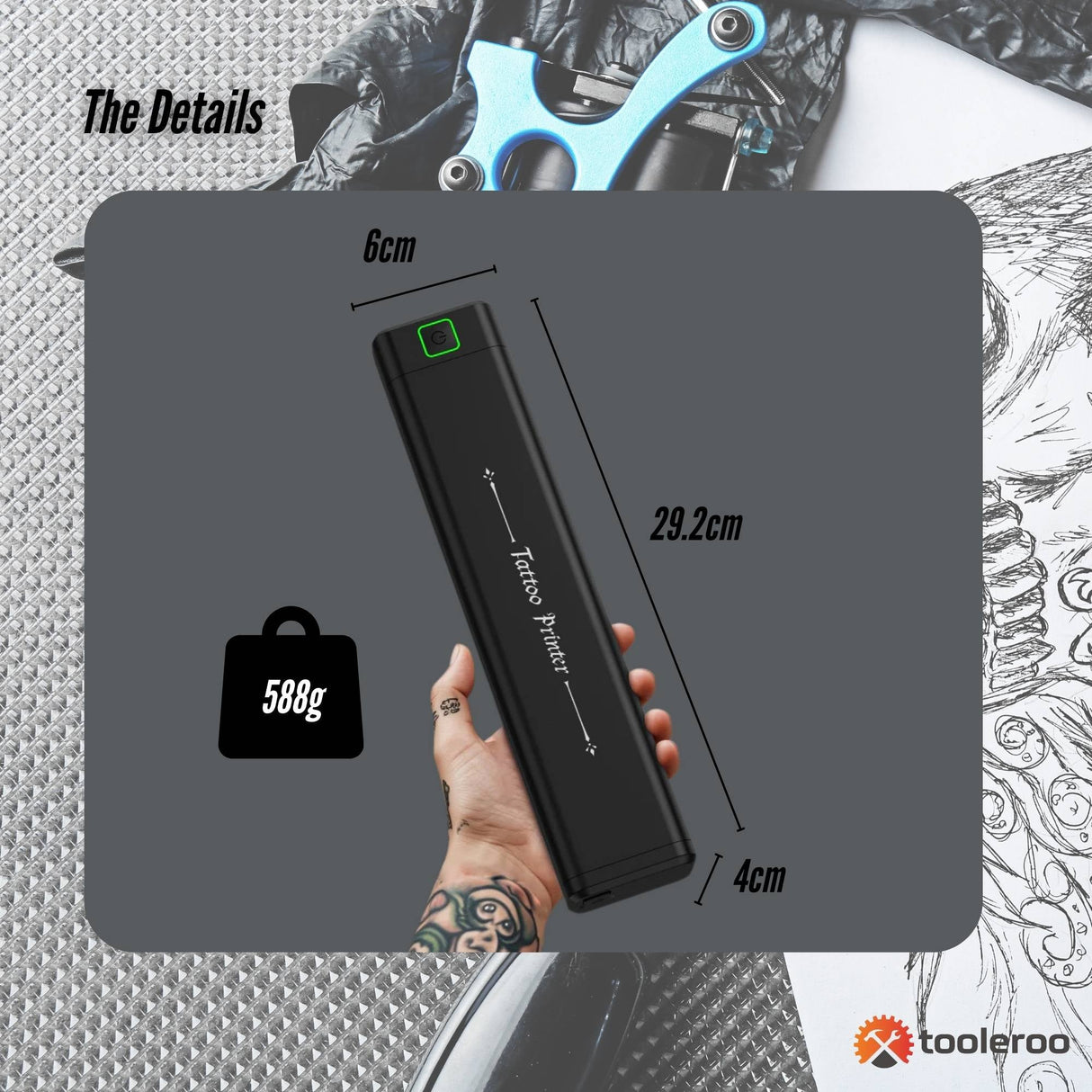 Portable A4 Wireless Thermal Tattoo Printer with Stencil Paper Kit