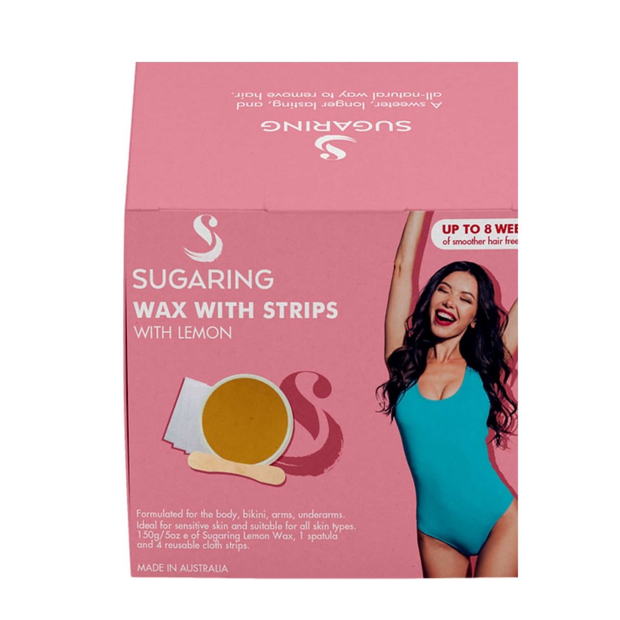150g Sugaring Wax with Lemon with Reusable Strips - Home Hair Removal Kit