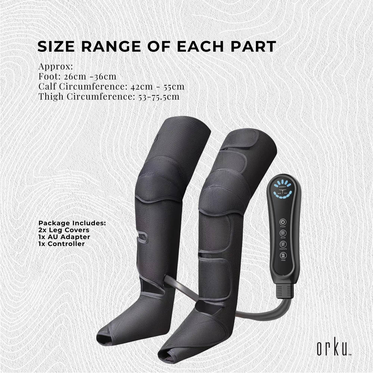 Orku Air Compression Leg Knee Foot Massager with Heat - Relaxation and Recovery