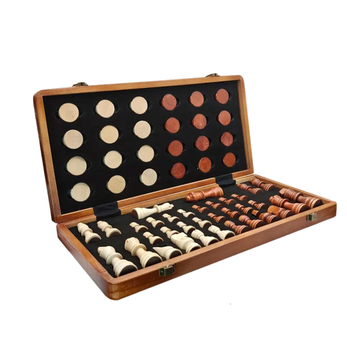 Social Hike Wooden Chess & Checkers 2 in 1 ??Magnetic Travel Foldable Board Game