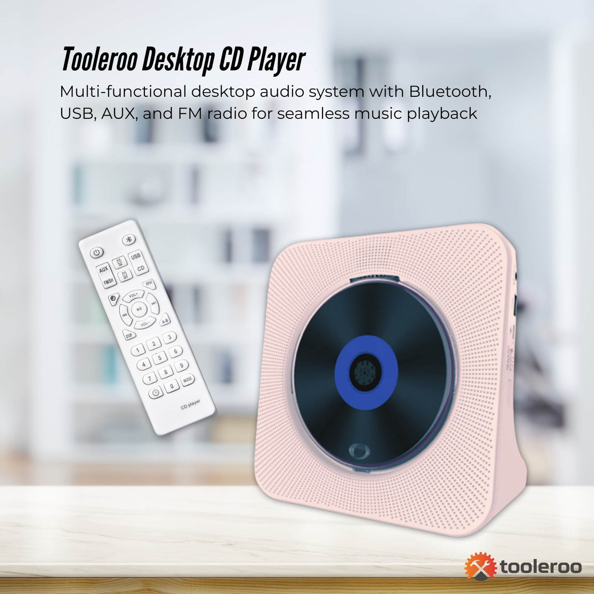 Tooleroo USB Rechargeable Desktop CD Player Speaker ??Bluetooth Portable Pink