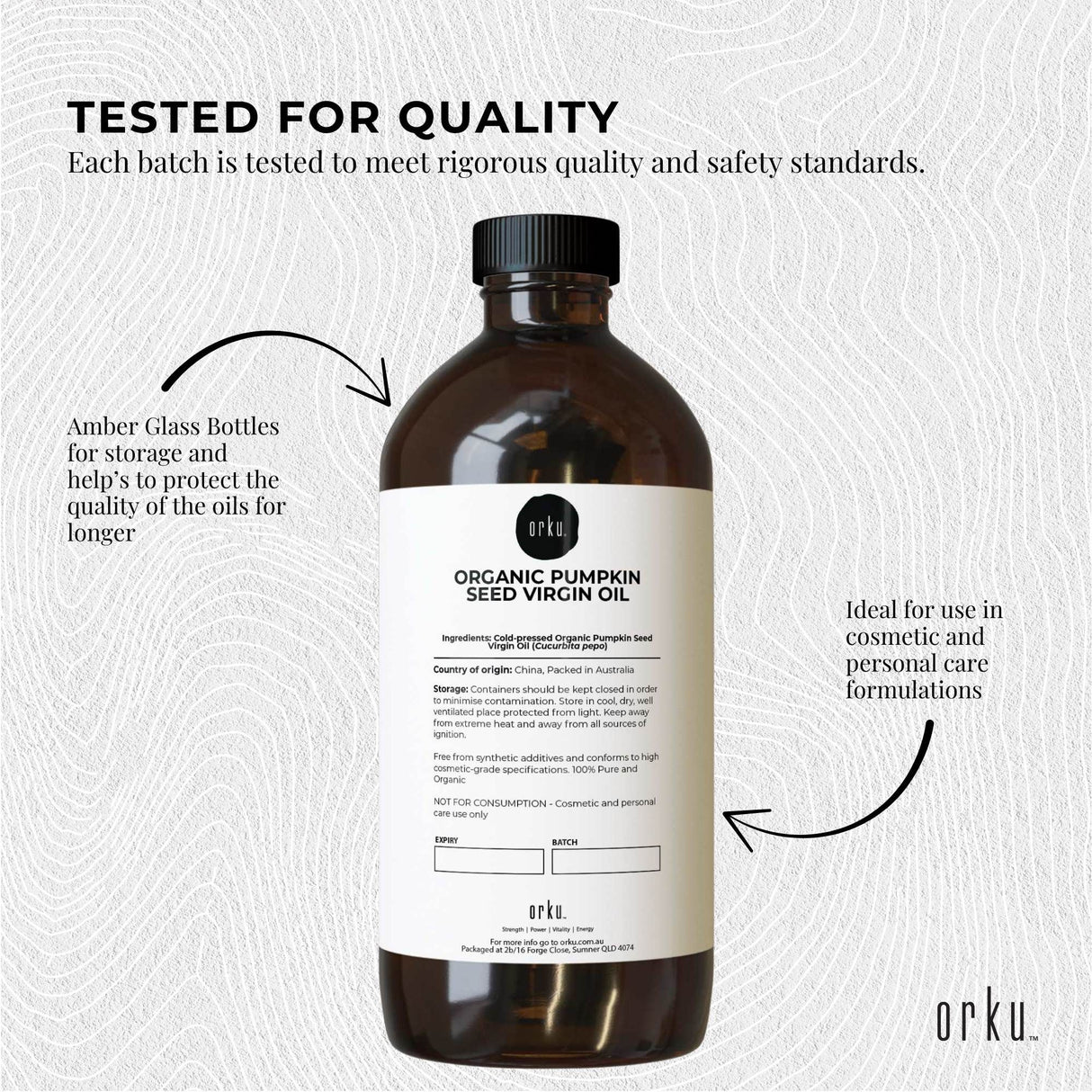 Orku 1L Organic Pumpkin Seed Oil – Virgin Cold Pressed Unrefined Cosmetic Grade