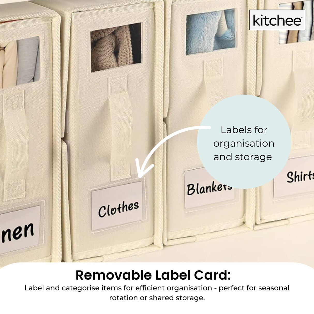 4x Kitchee Foldable Bed Sheet Storage Box – Linen & Closet Organiser Beige