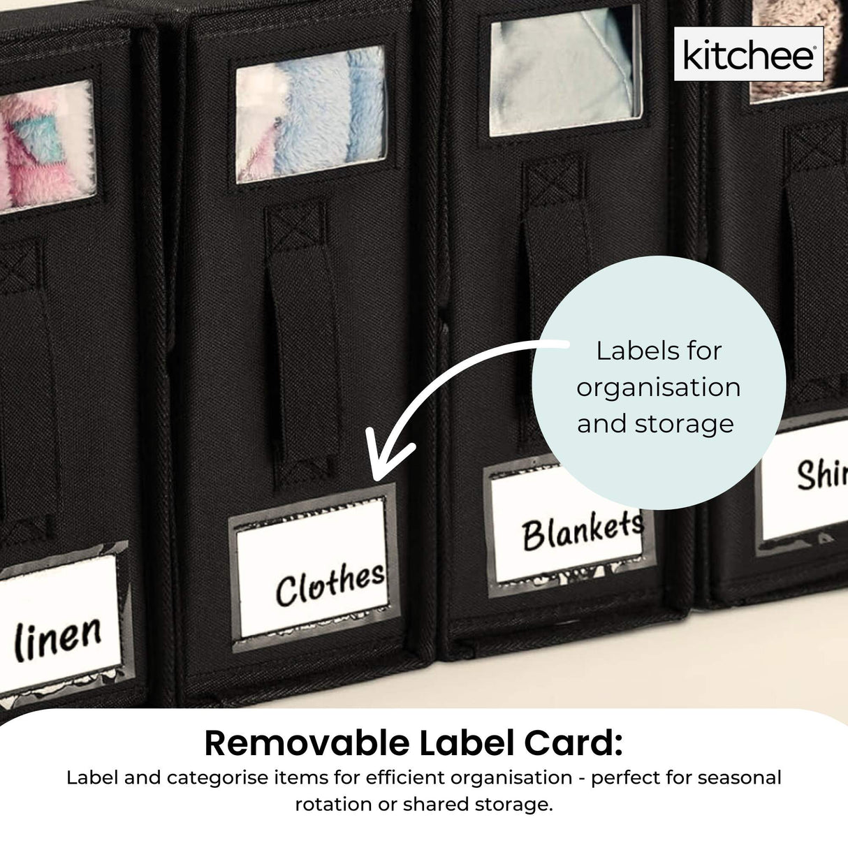 4x Kitchee Foldable Bed Sheet Storage Box – Linen & Closet Organiser Black