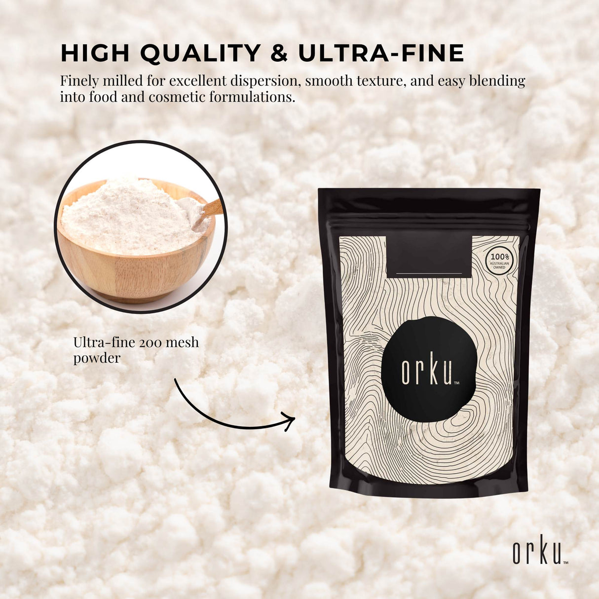 Orku 2Kg Xanthan Gum Thickener Pure Fine Powder 200 Mesh FCC E415 Food Additive