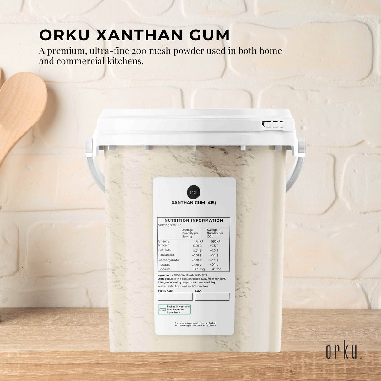 Orku 600g Xanthan Gum Thickener Pure Powder 200 Mesh FCC E415 Food Additive TUB