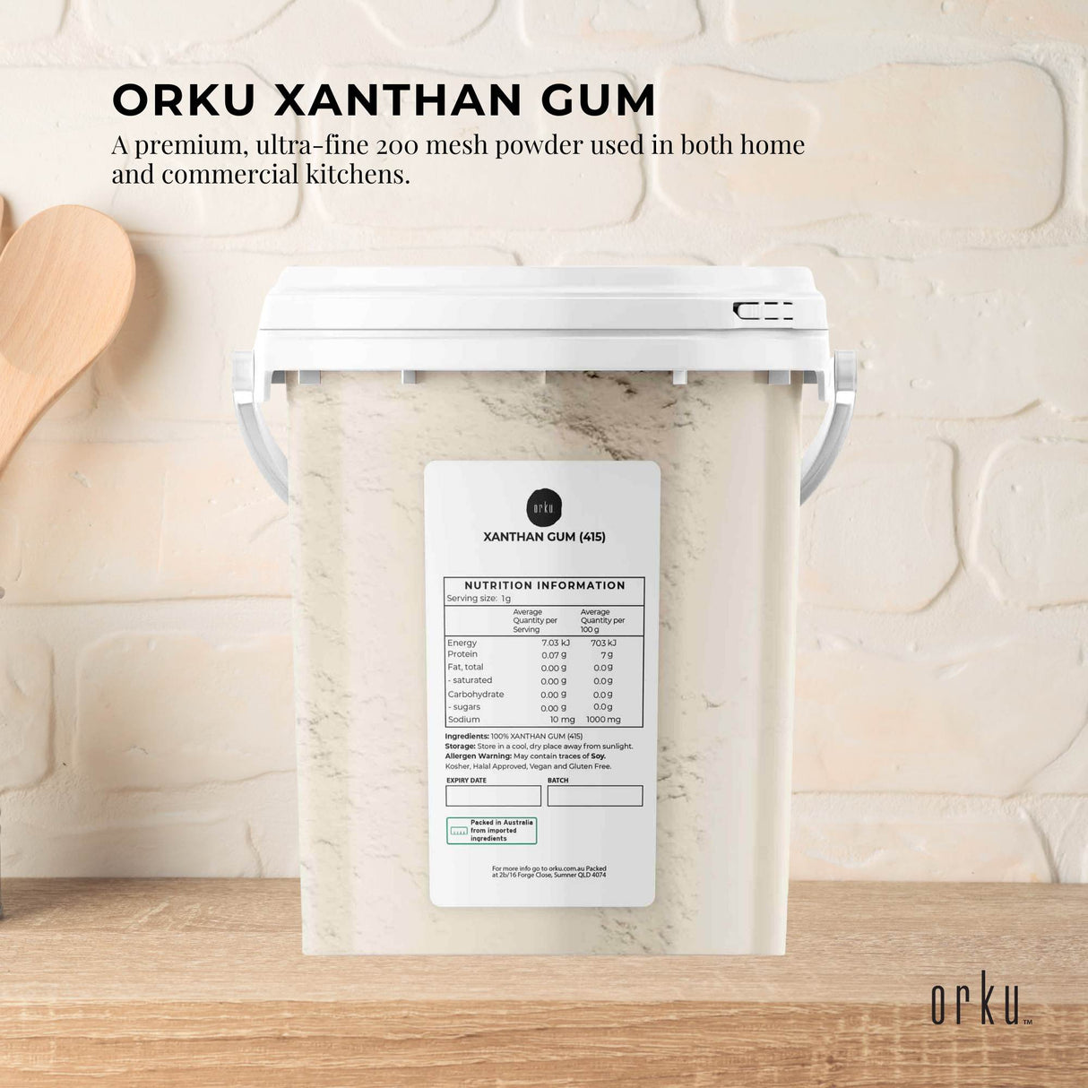 Orku 600g Xanthan Gum Thickener Pure Powder 200 Mesh FCC E415 Food Additive TUB