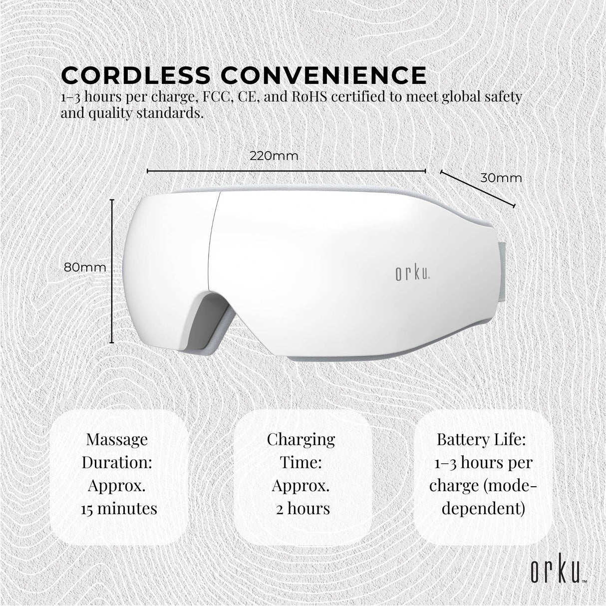 Orku Rechargeable Eye Massager ??Vibration Heat Pressure Therapy with Bluetooth