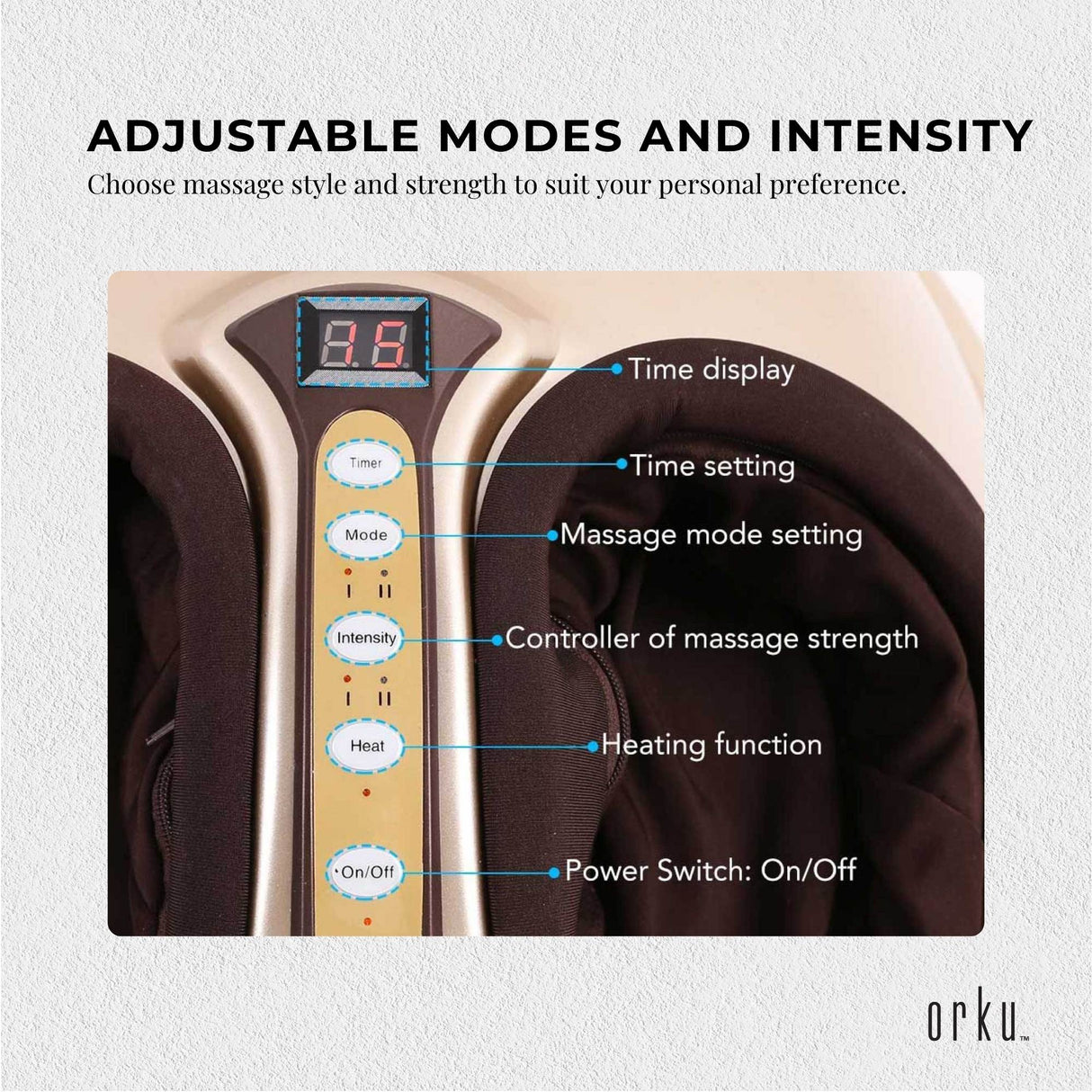 Orku 3D Foot Massager Machine - Home Heat Massage Kneading Air Compression Gold