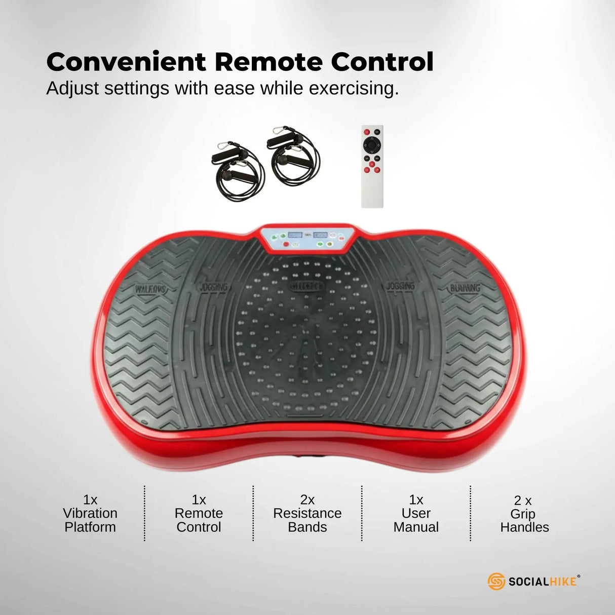 Social Hike 68cm Vibration Plate Machine Full Body Workout Platform Red