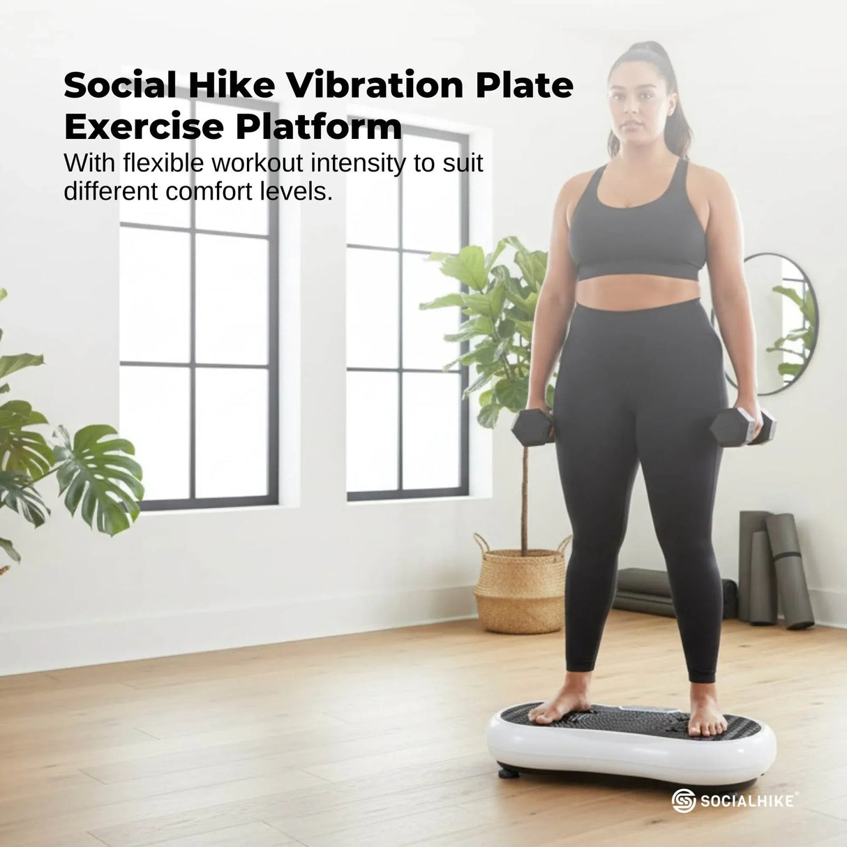 Social Hike 68cm Vibration Plate Machine Full Body Workout Platform White