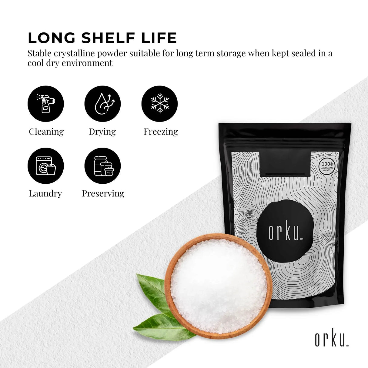 Orku 100g Citric Acid Powder - Food Grade Non GMO Anhydrous Preservative E330