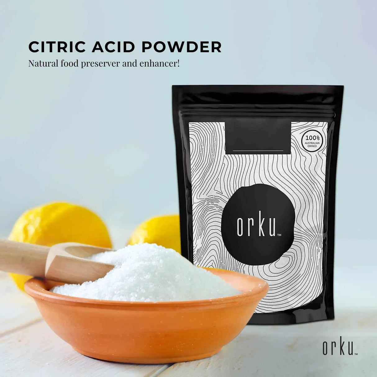 Orku 200g Citric Acid Powder - Food Grade Non GMO Anhydrous Preservative E330