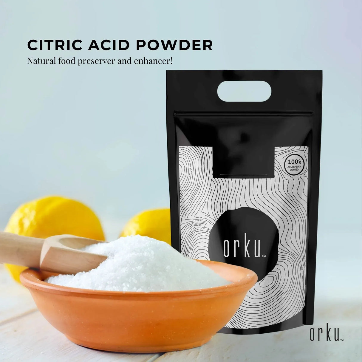 Orku 20Kg Citric Acid Powder - Food Grade Non GMO Anhydrous Preservative E330 Bulk