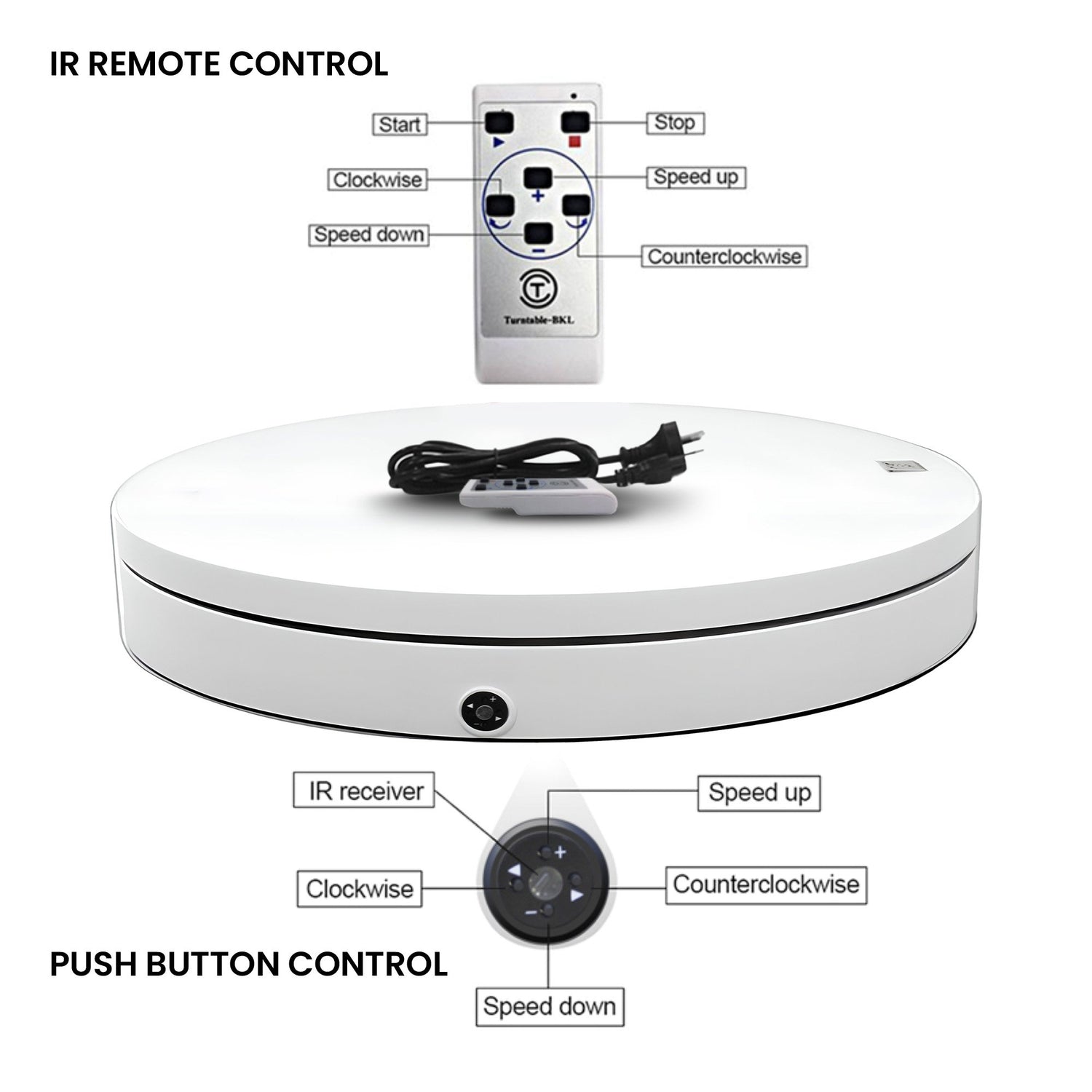 Christabelle 80cm 200kg Commercial Electric Display Turntable Motorised White
