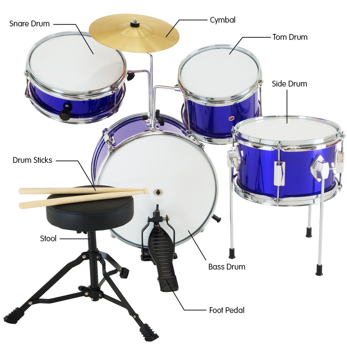 Karrera Childrens 4pc Drum Kit - Blue