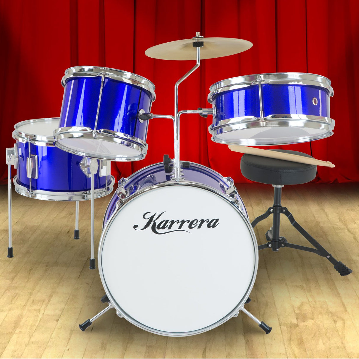 Karrera Childrens 4pc Drum Kit - Blue
