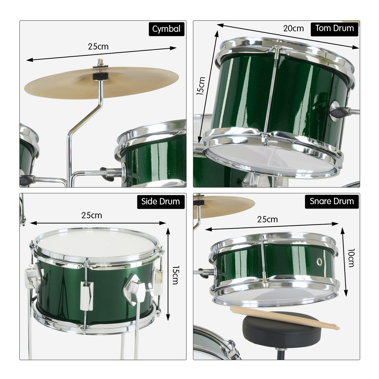 Karrera Childrens 4pc Drumkit - Green