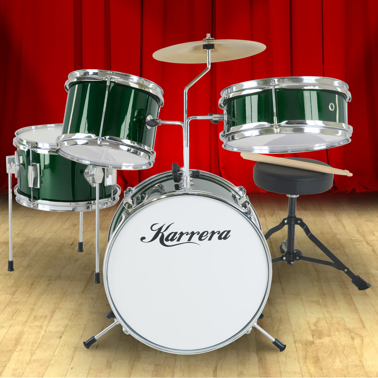 Karrera Childrens 4pc Drumkit - Green