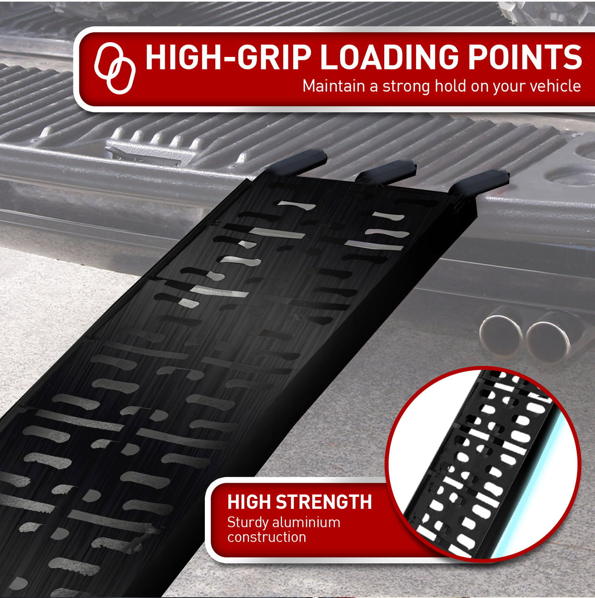 Kartrite Aluminium Folding Loading Ramp ATV Motorbike Motorcycle Golf Buggy Trailer - Black